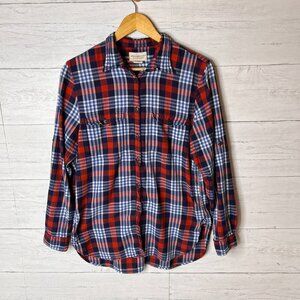 Denim & Supply Ralph Lauren Shirt Womens Size Medium Blue & Red Plaid Gauzy